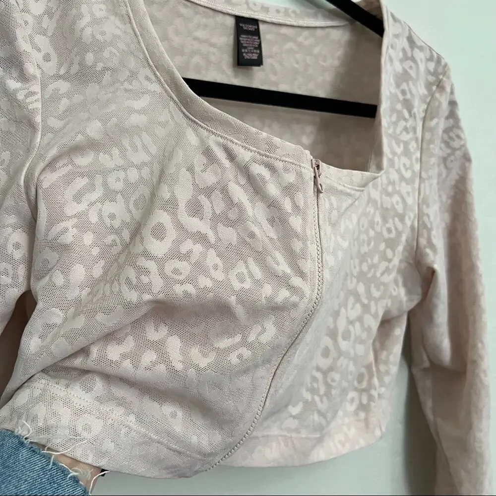 Victoria's Secret Leopard Long Sleeve Crop Top